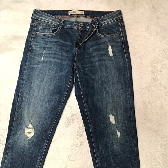 Zara Basic Z1975 Denim Skinny Lightly Distressed Raw Hem Fit Jeans EU38 US6 - Picture 3 of 16